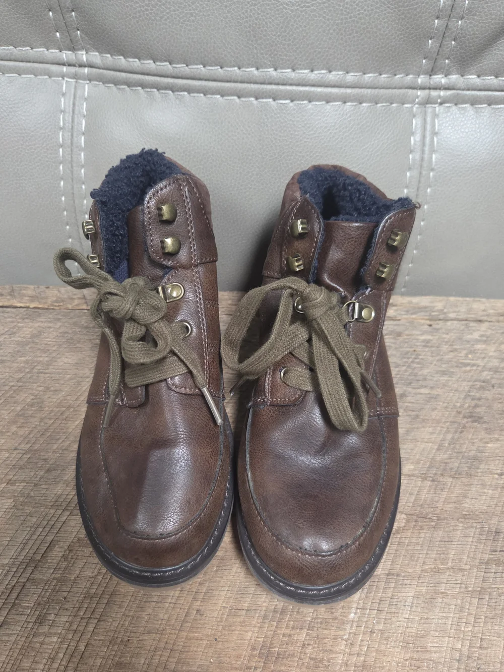 Cat & Jack Toddler Boys Archer Faux Leather Hiking Ankle Boots Brown Size 4 B1L